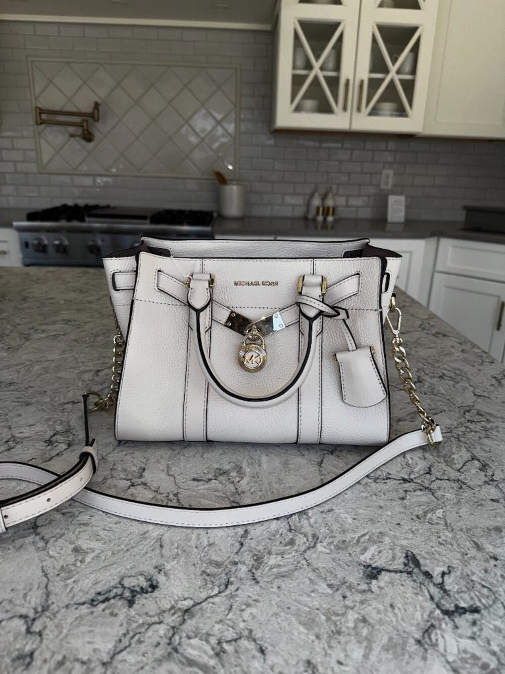 White Michael Kors Convertible Crossbody Purse